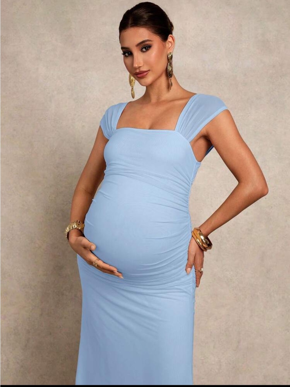 SHEIN Light Blue Maternity Maxi Dress - Picture 3 of 9